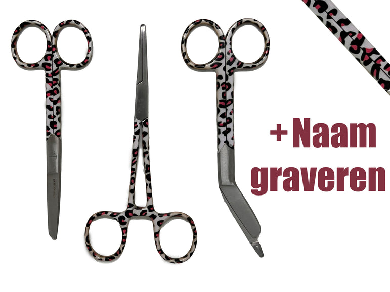 3 delig scharen set verpleegkundige Panthera (+ naam graveren) - Caregear.nl Zorg scharen verpleegkundigen