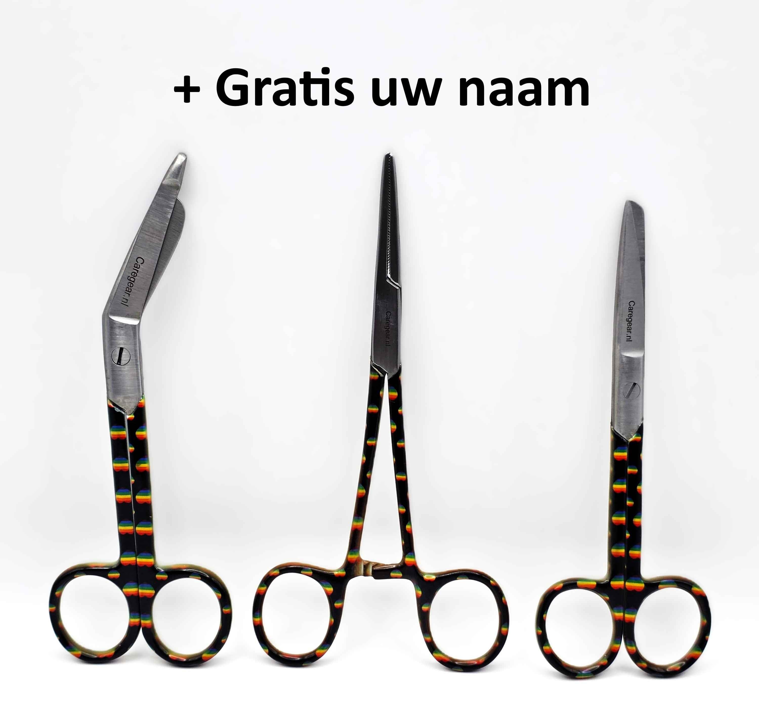 3 delig scharen set verpleegkundige Regenboog - Caregear.nl Zorg scharen verpleegkundigen