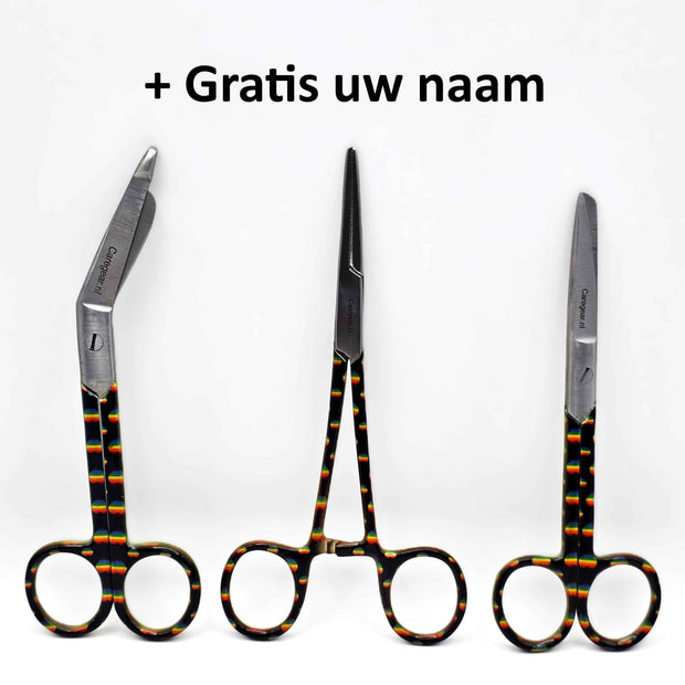 3 delig scharen set verpleegkundige Regenboog - Caregear.nl Zorg scharen verpleegkundigen