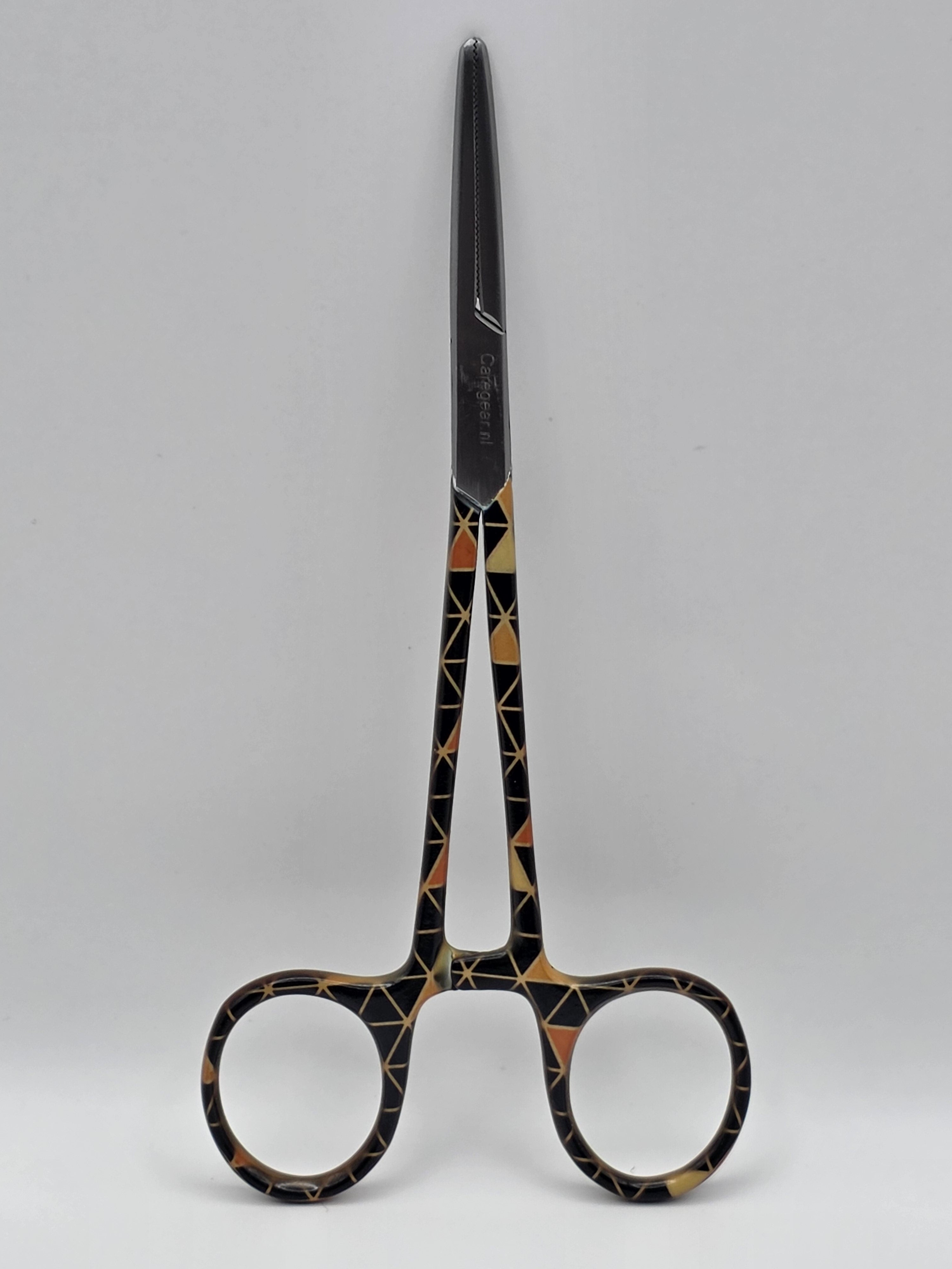 3-delige verpleegkundige scharenset – zwart/bruin met driehoekjes | Medische scharen RVS + naam graveren - Caregear.nl Zorg scharen verpleegkundigen