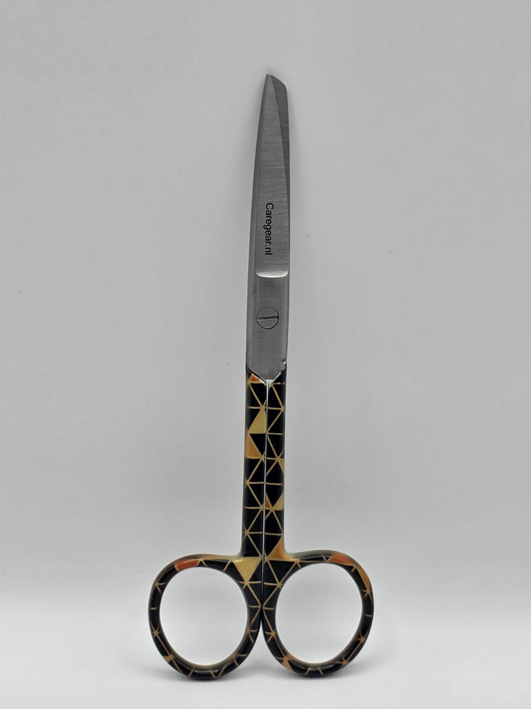 3-delige verpleegkundige scharenset – zwart/bruin met driehoekjes | Medische scharen RVS + naam graveren - Caregear.nl Zorg scharen verpleegkundigen