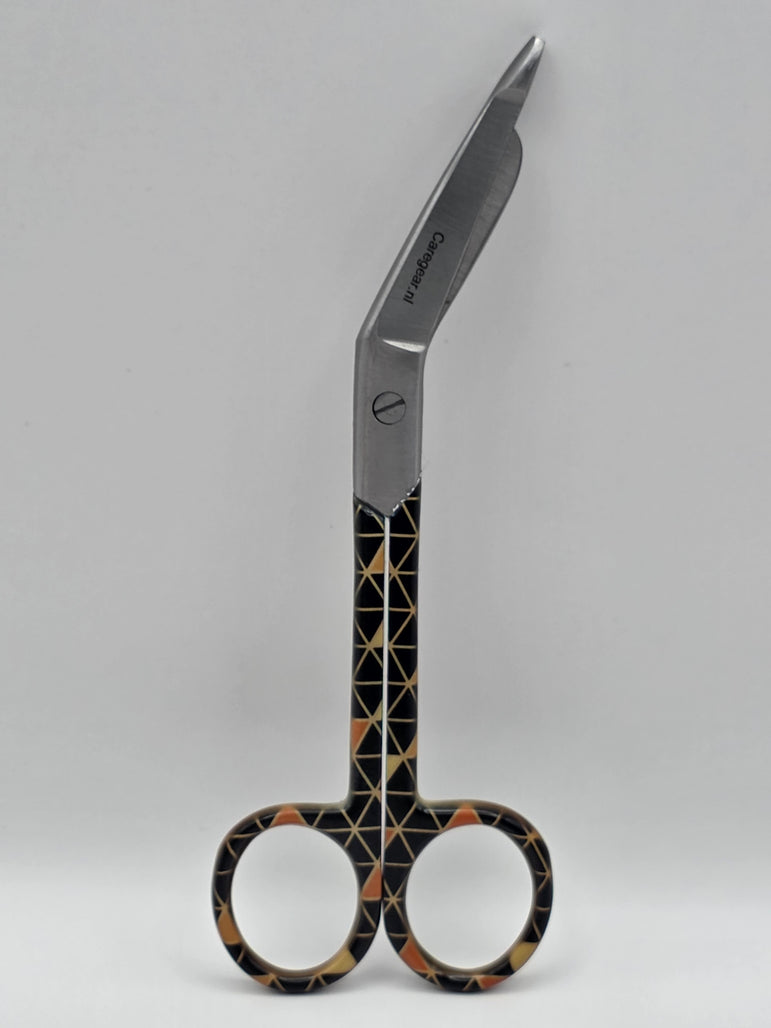 3-delige verpleegkundige scharenset – zwart/bruin met driehoekjes | Medische scharen RVS + naam graveren - Caregear.nl Zorg scharen verpleegkundigen