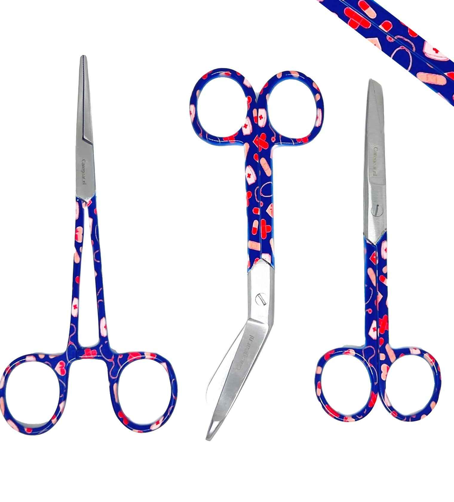3 delig scharen set verpleegkundige VPK blauw - Caregear.nl Zorg scharen verpleegkundigen