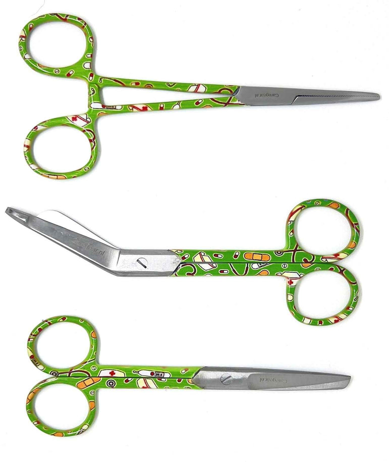 3 delig scharen set verpleegkundige VPK groen - Caregear.nl Zorg scharen verpleegkundigen