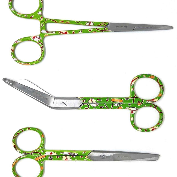 3 delig scharen set verpleegkundige VPK groen - Caregear.nl Zorg scharen verpleegkundigen