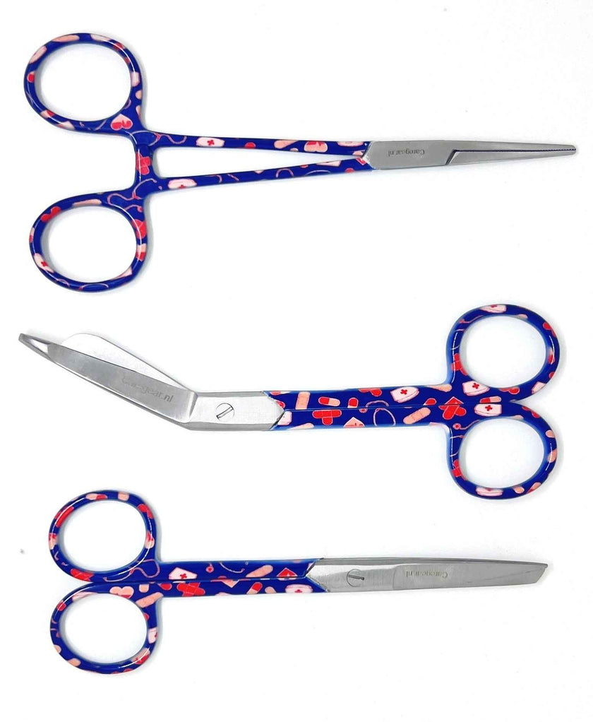 3 delig scharen set verpleegkundige VPK blauw - Caregear.nl Zorg scharen verpleegkundigen