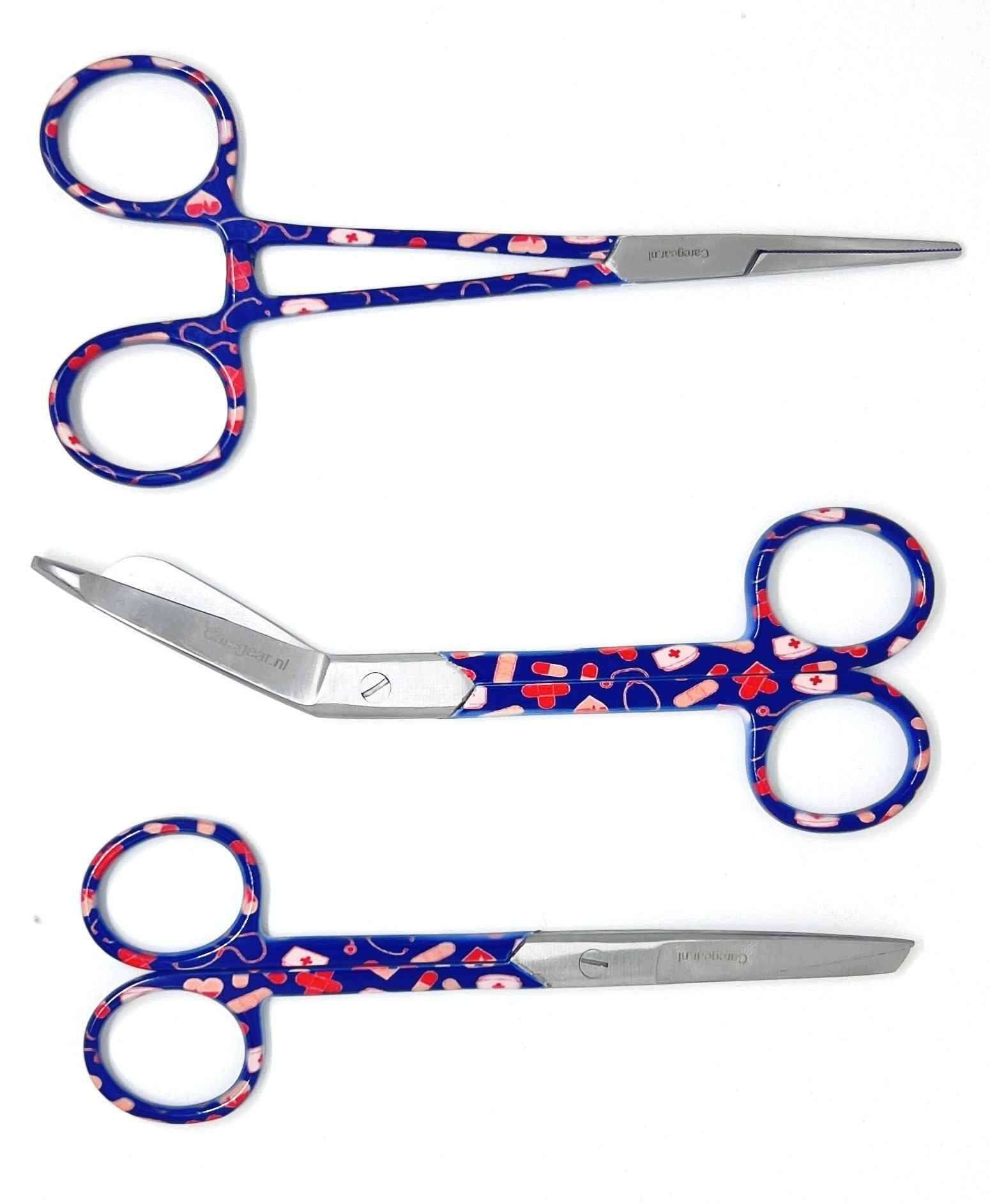 3 delig scharen set verpleegkundige VPK blauw - Caregear.nl Zorg scharen verpleegkundigen
