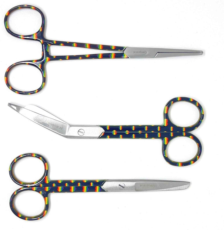 3 delig scharen set verpleegkundige Regenboog - Caregear.nl Zorg scharen verpleegkundigen