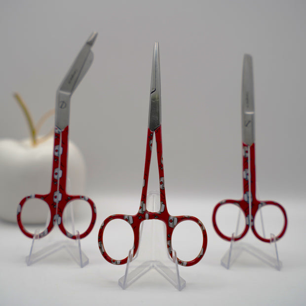 3 delig scharen set verpleegkundige Rood met verpleegkundige hoedjes (naam graveren)