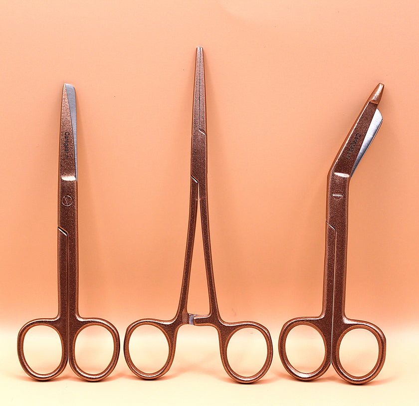 Aurora Metallic koperrosé look 3 delig - Caregear.nl Zorg scharen verpleegkundigen