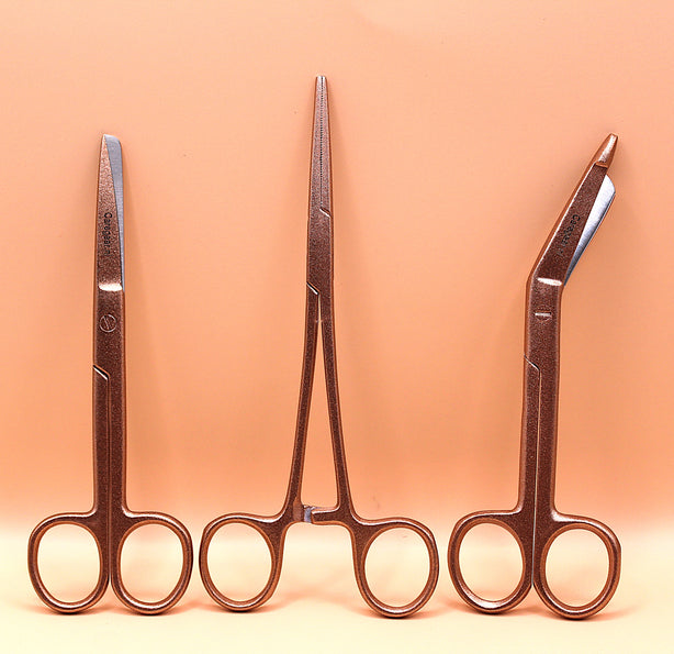 Aurora Metallic koperrosé look 3 delig - Caregear.nl Zorg scharen verpleegkundigen