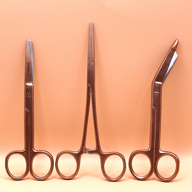 Aurora Metallic koperrosé look 3 delig - Caregear.nl Zorg scharen verpleegkundigen