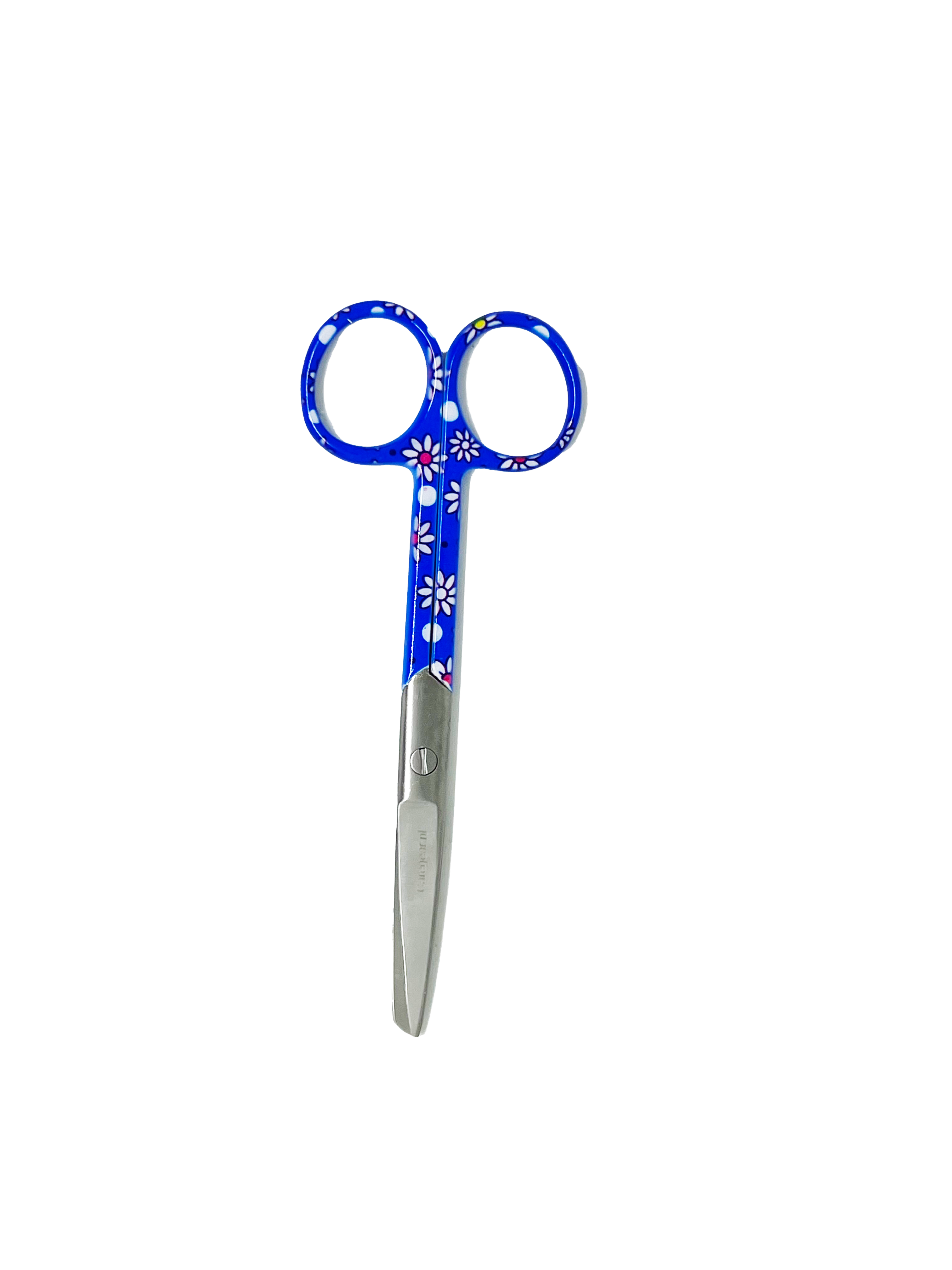 3 delig zorg scharen set verpleegkundige Blauw met witte bloemen - Personaliseer met naam graveren - Caregear.nl Zorg scharen verpleegkundigen