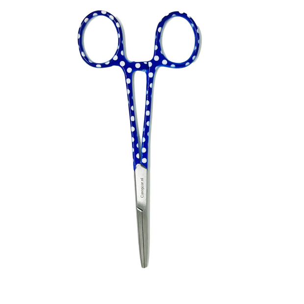 3 delig scharen set verpleegkundige Blauw met witte stippen (naam graveren) - Caregear.nl Zorg scharen verpleegkundigen