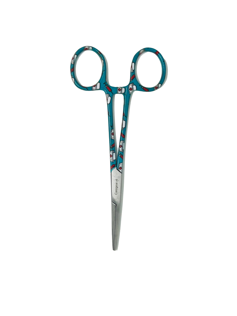 3 delig scharen set verpleegkundige Groen/Blauw met verpleegkundige muts (naam graveren) - Caregear.nl Zorg scharen verpleegkundigen