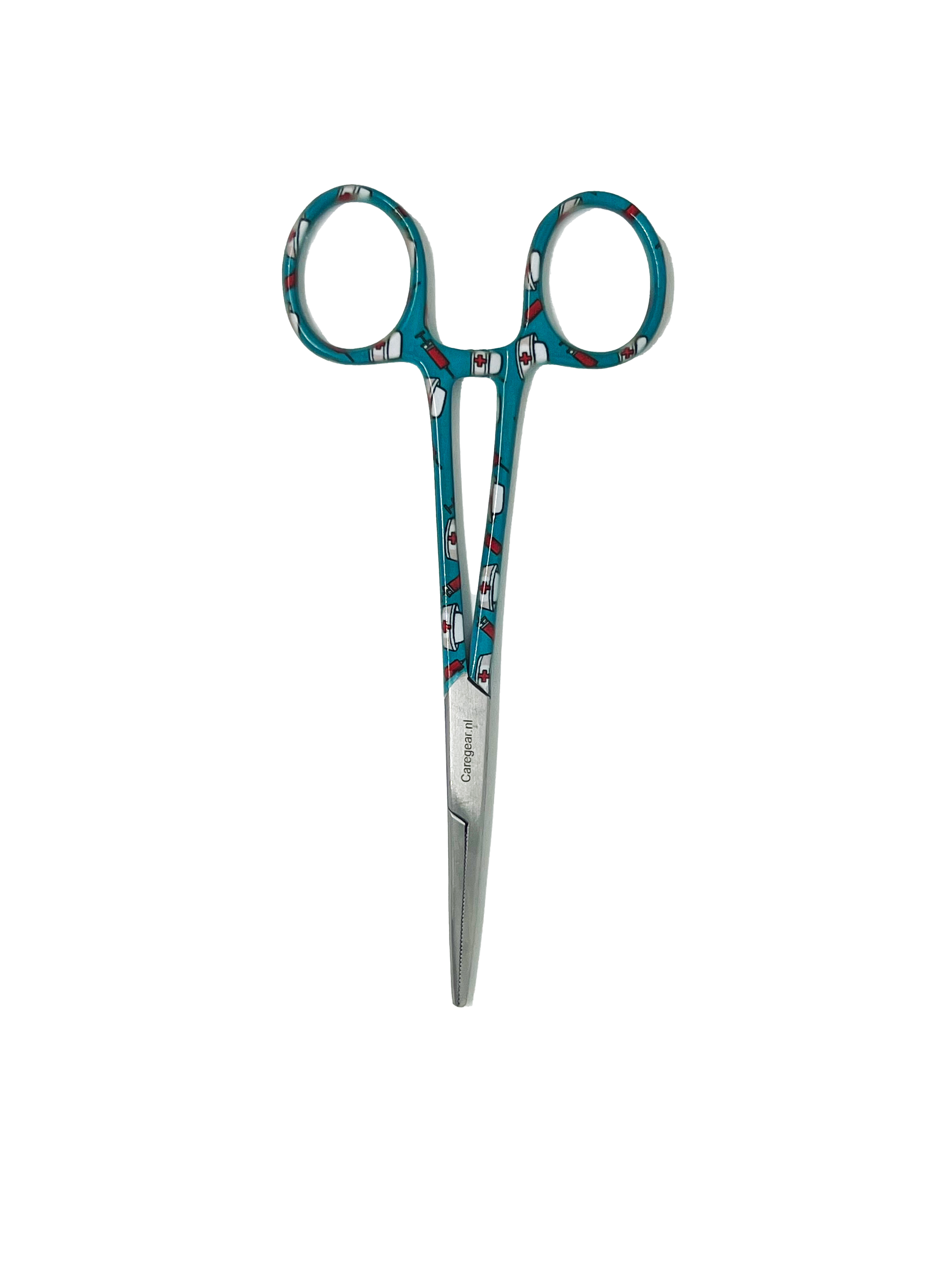 3 delig scharen set verpleegkundige Groen/Blauw met verpleegkundige muts (naam graveren) - Caregear.nl Zorg scharen verpleegkundigen