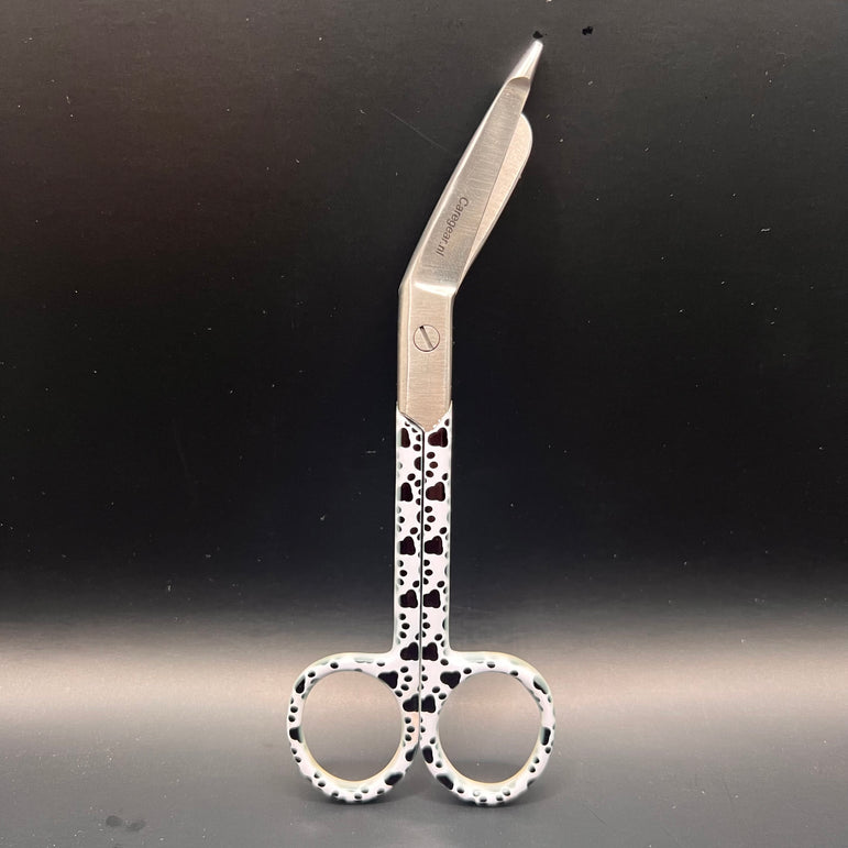 3 delige set zwart wit met honden pootjes (+ naam graveren) - Caregear.nl Zorg scharen verpleegkundigen