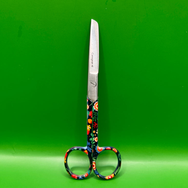 3 delig scharen set verpleegkundige Bloemen op zwart achtergrond (+ naam graveren) - Caregear.nl Zorg scharen verpleegkundigen